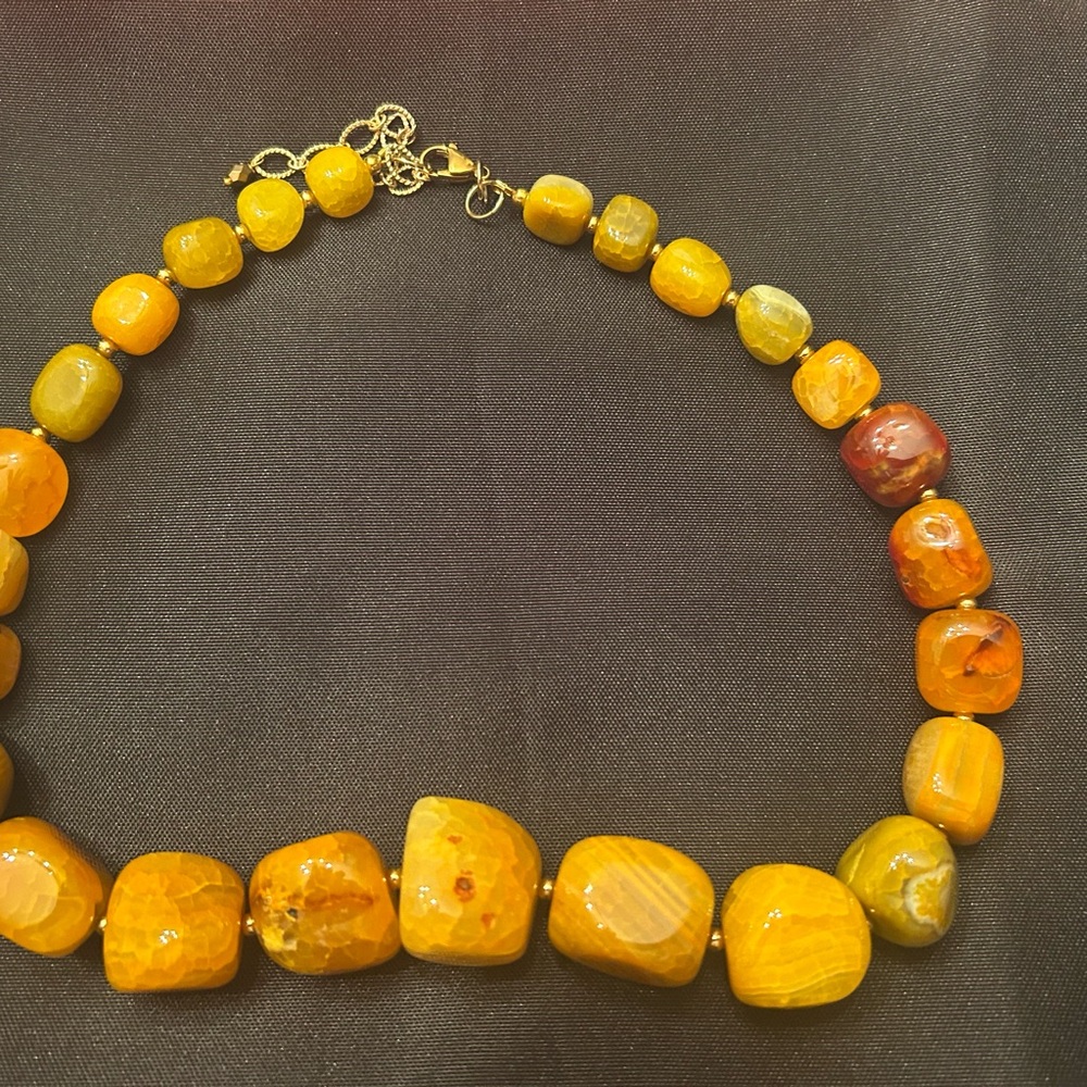 Vibrant Yellow and Orange Beaded Necklace